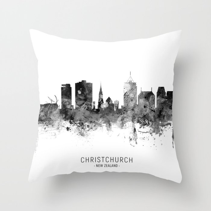 Christchurch New Zealand Skyline Throw Pillow