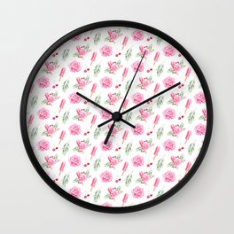 Tropical Chill Rose Pattern Wall Clock