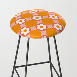 60's Bright Summer | Orange Polka Dot Flower Bar Stool