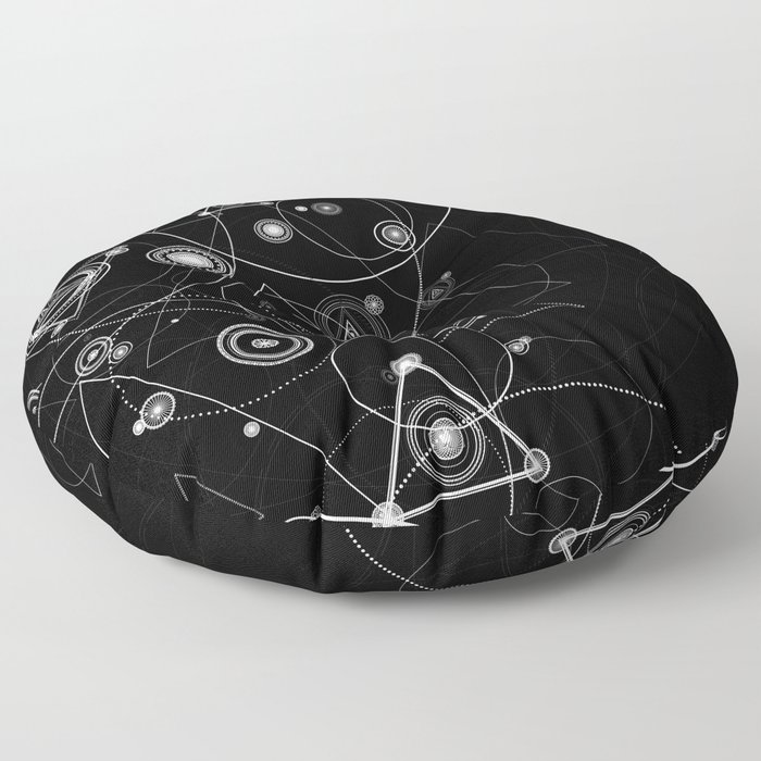 Sacred geometry black and white geometric art Floor Pillow