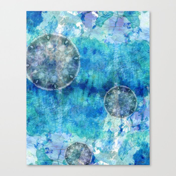 Crystal Vision - Blue And Gray Abstract Mandala Art Canvas Print