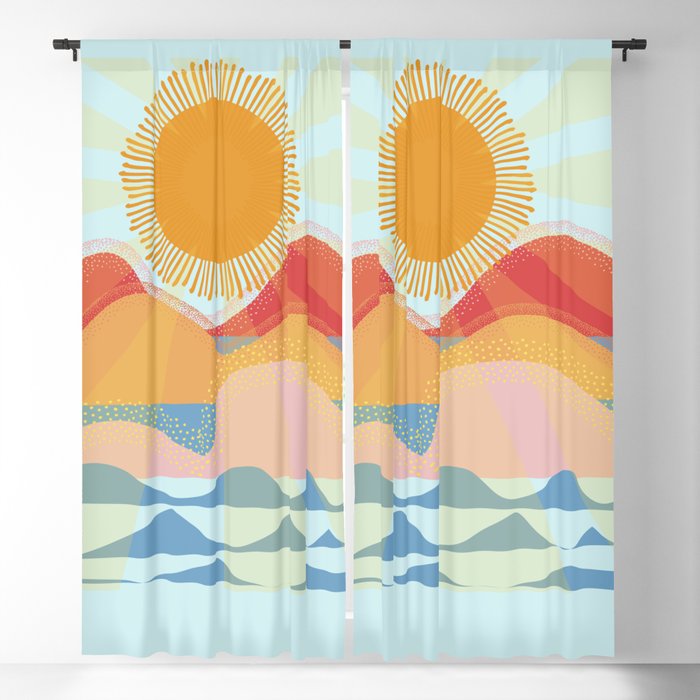 Sunset On Hills and Sea  Blackout Curtain