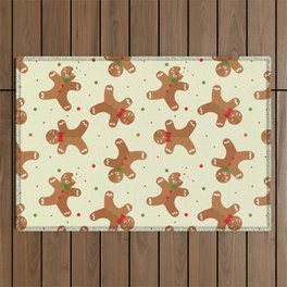 Christmas Pattern Retro Gingerbread Cookie Outdoor Rug
