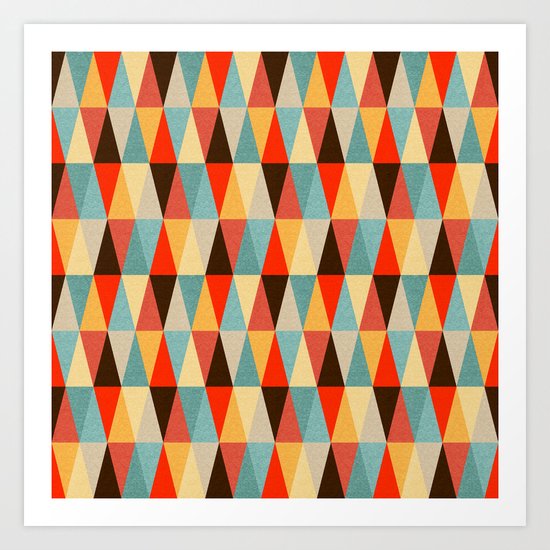 Red & Brown Geometric Triangle Pattern Art Print