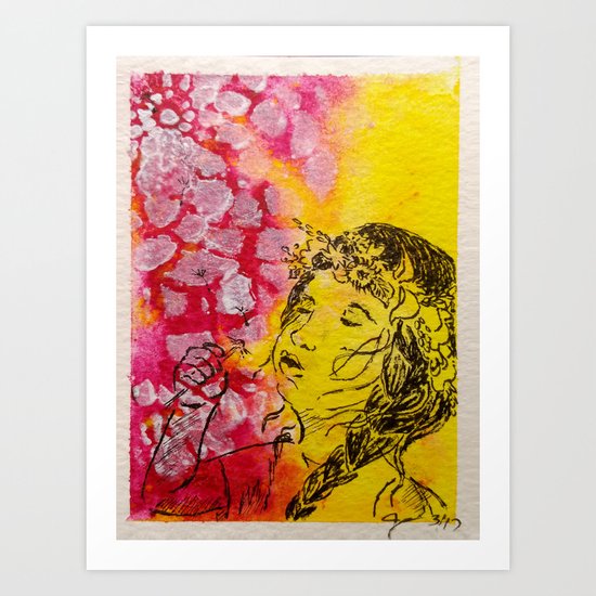 Making Wishes ( Fairy blowing Dandelion Wishes ) Art Print