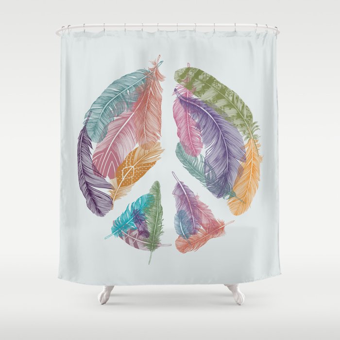 Feathers For Peace Peace Sign Shower Curtain By Thirstyfly