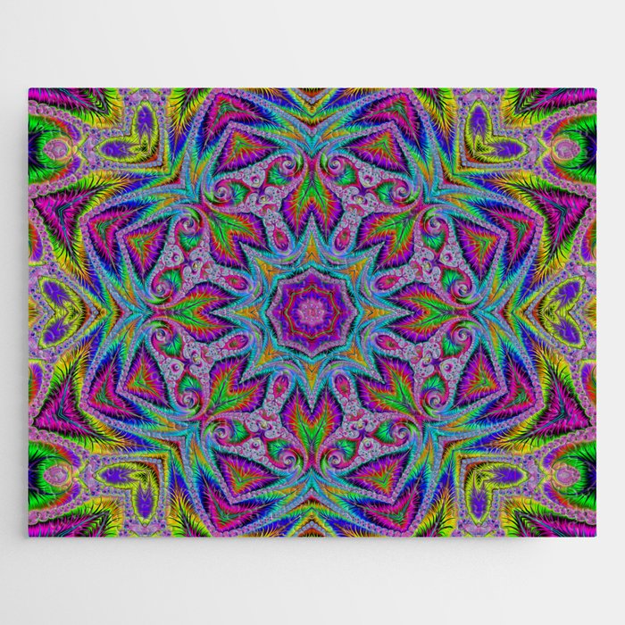 PSYCHEDELIC FRACTAL KALEIDOSCOPE PEACOCK DANCE 3 Jigsaw Puzzle