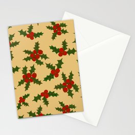 Christmas Pattern Mistletoe Holly Retro Drawing Stationery Card