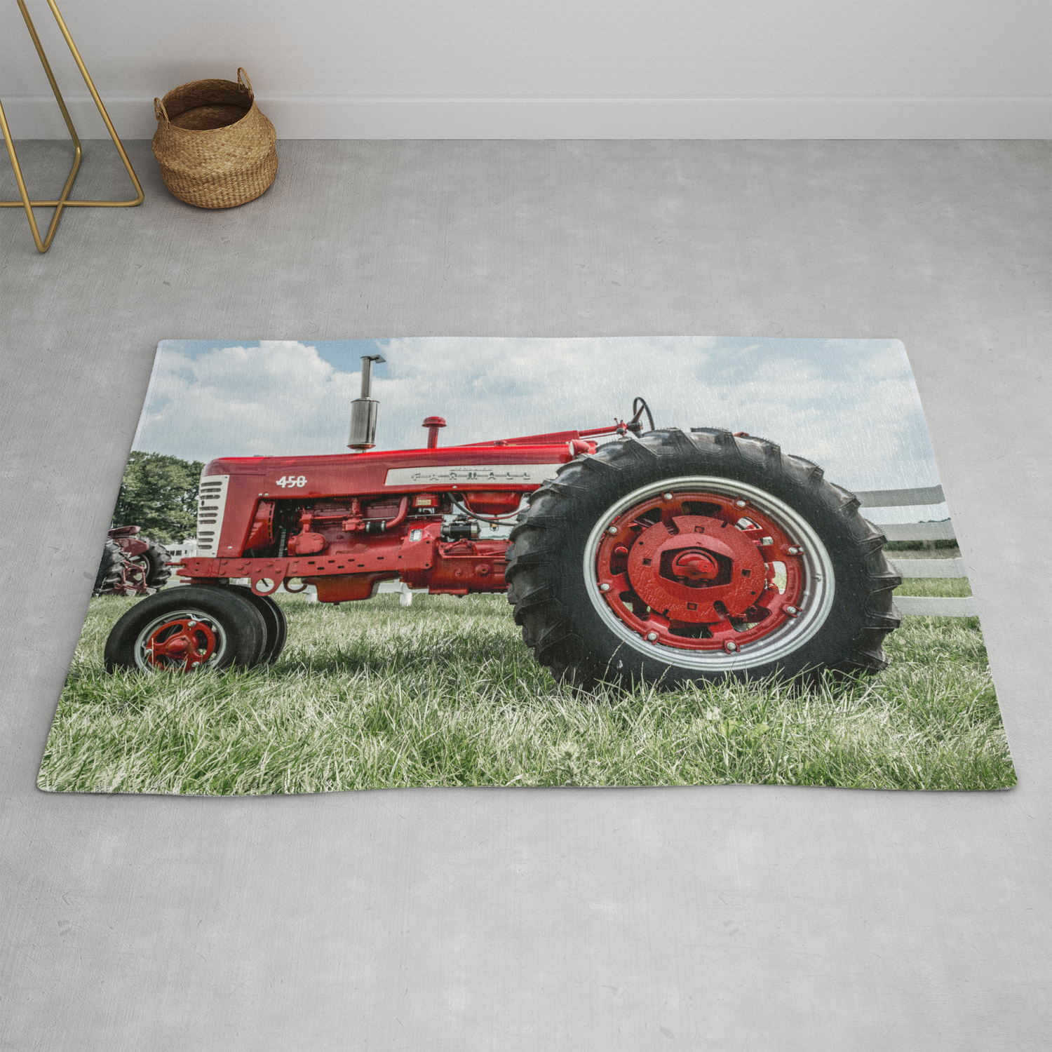 Vintage Ih Farmall 450 Side View Red Tractor Rug By Uthat Society6