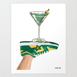 Green Martini Shoe Art Print