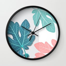 Colored Fig Tree Leaves Wall Clock