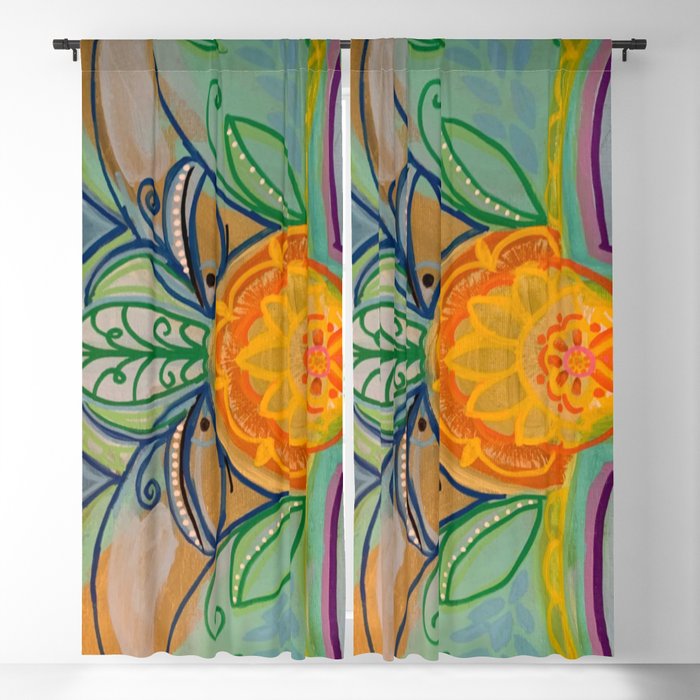 Abstract mandala style garden guardian painting  Blackout Curtain