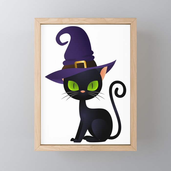 Black Cat Framed Mini Art Print