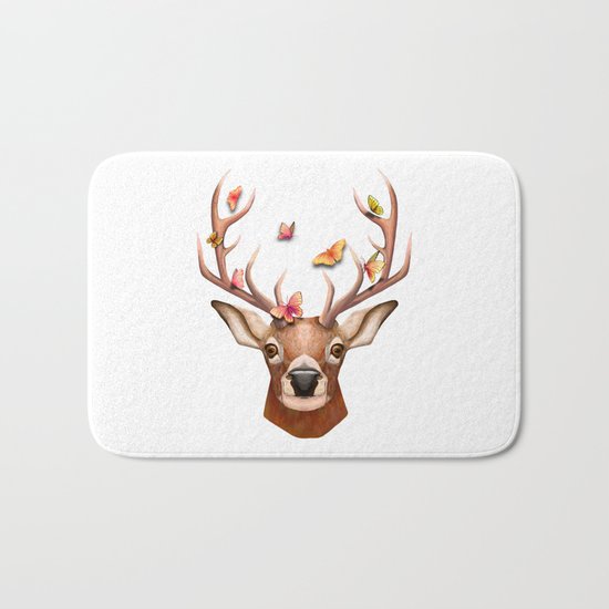 Stag and the Butterflies Bath Mat