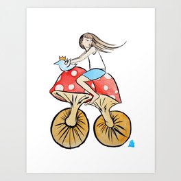 Mushroom Bike Art Print