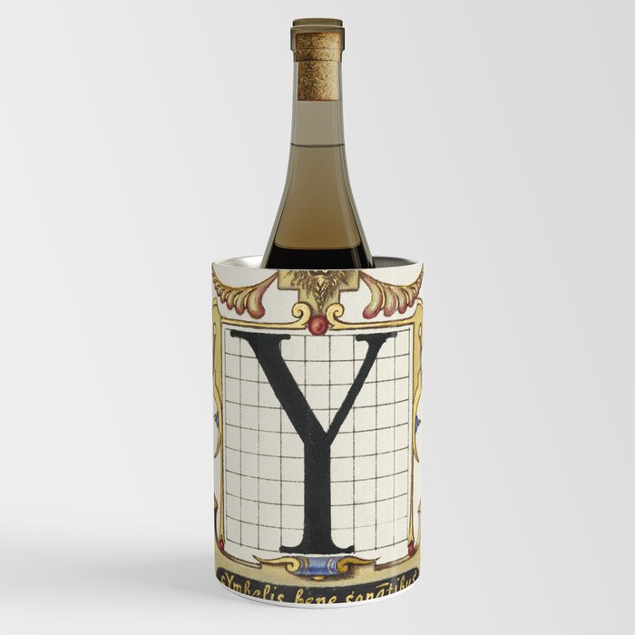 Vintage calligraphic art 'Y' Wine Chiller
