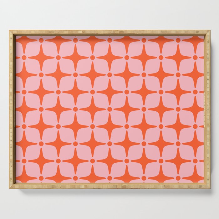 Mid Century Modern Star Pattern 939 Orange and Pink Serving Tray