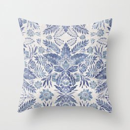 William Morris Blue watercolour florals damask Throw Pillow