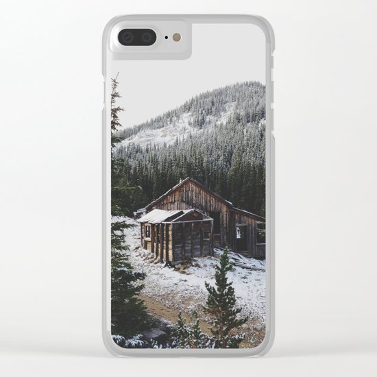 Snowy Cabin Clear iPhone Case