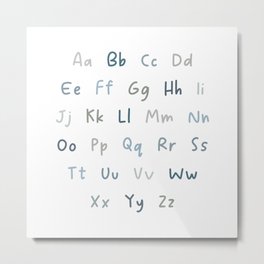 Handwritten ABC | Ocean Blue on White | Modern Minimalist ABC Alphabet Metal Print | Alphabetsticker, Educationalprints, Abcprintable, Educationalposters, Graphicdesign, Alphabetprint, Alphabetmagnet, Preschoolposter, Abcprint, Classroomdecor 