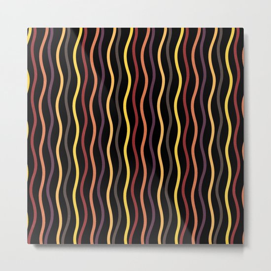 Happy Lines on Black Metal Print