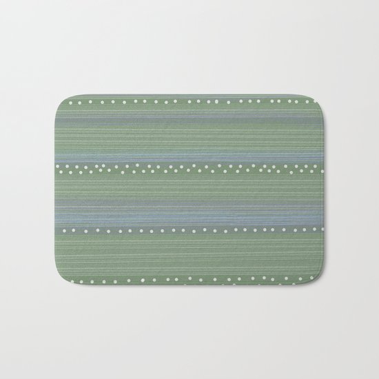 Green with Stripes and Dots Bath Mat