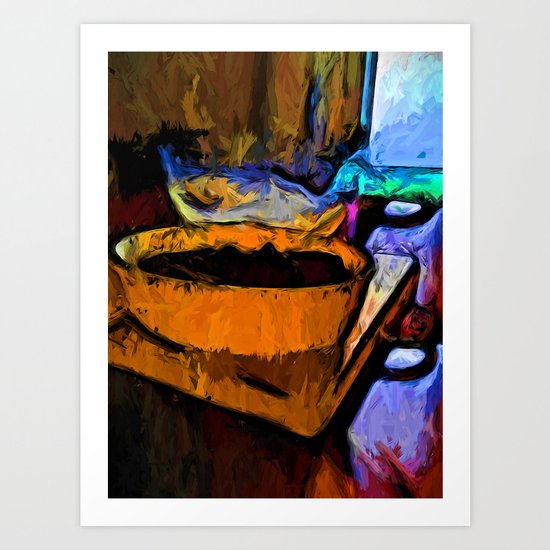 Gold Dish with Chocolate in the Shadow of a Glass Bowl Art Print