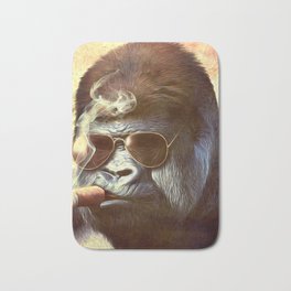Gorilla in the Mist Badematte | 70S, Predator, Funky, Dude, Painting, Gorilla, Cool, Smoking, Ape, Sunglasses 