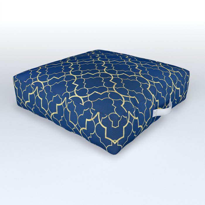 Elegant Oriental Pattern - Blue Outdoor Floor Cushion