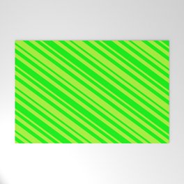 [ Thumbnail: Light Green and Lime Colored Stripes/Lines Pattern Welcome Mat ]