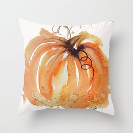 Abstract Watercolor Pumpkin Throw Pillow