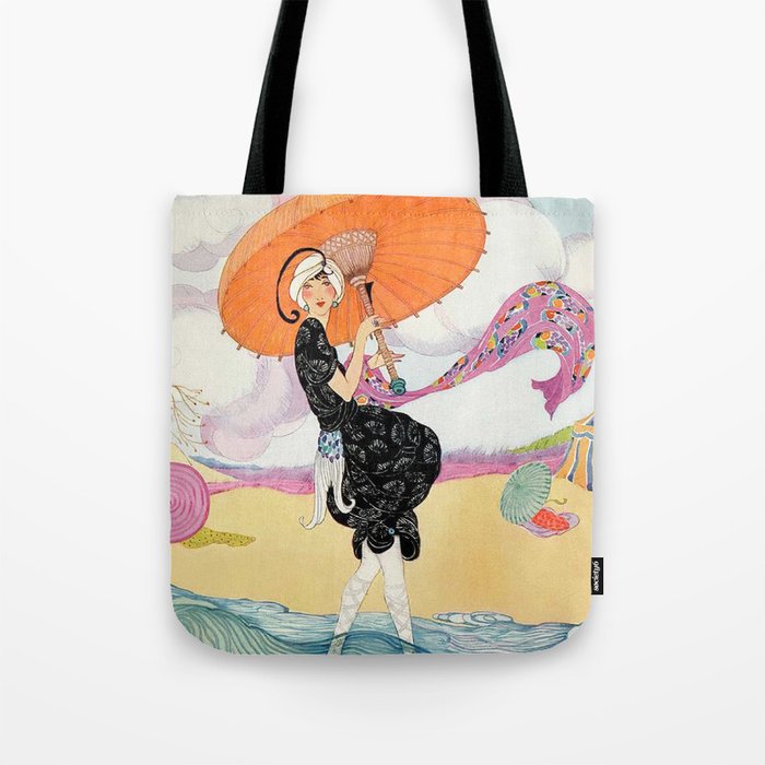 Vintage Magazine Cover - Windy Beach Tote Bag