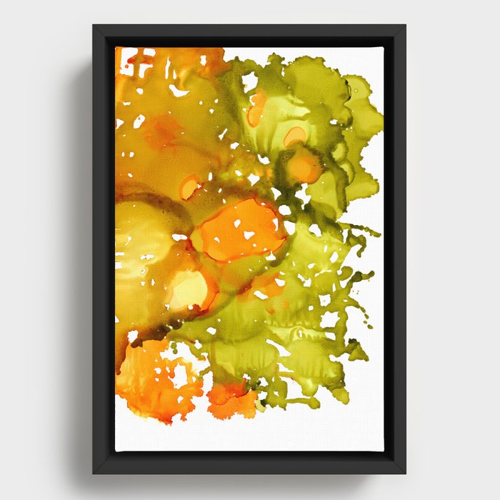 Glossy Golden Fall Fruit Abstract Veggies  Framed Canvas