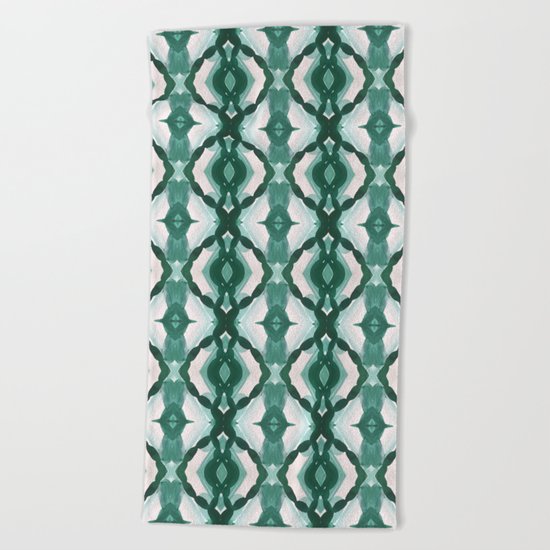 Watercolor Green Tile 1 Beach Towel
