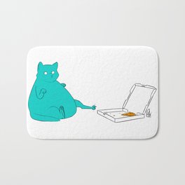 One More Slice Bath Mat | Other, Cartoon, Cat, Digital, More, Of, Turquoise, Drawing, Slice, Illustration 