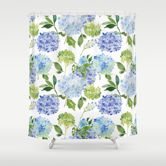 Blue Hydrangea Flowers Shower Curtain