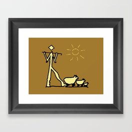 Sheep, Sun and Grazer Art Line Sketch Framed Art Print