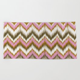 8-Bit Ikat Pattern – Ochre & Pink Beach Towel