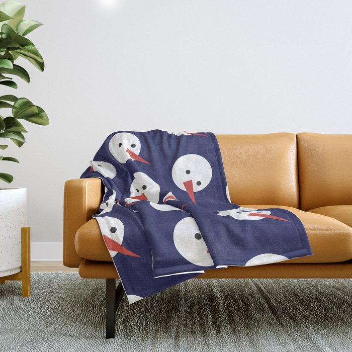 Snowmen pattern on dark Throw Blanket