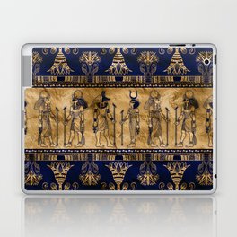 Egyptian Gods and Ornamental border - blue and gold Laptop Skin