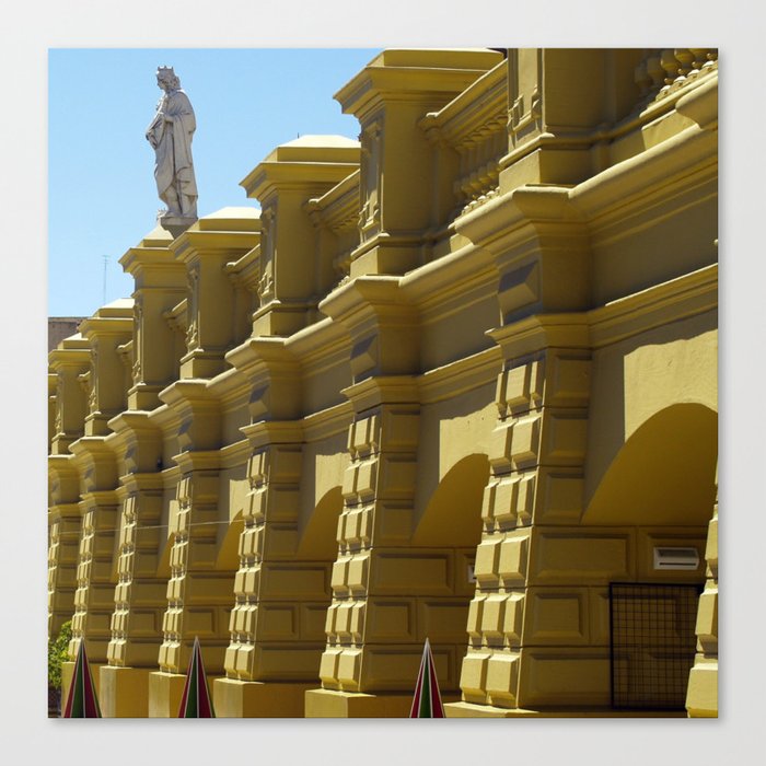 Argentina Photography - Beautiful Yellow Castle With A Statue Canvas Print
