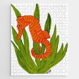 seahorse_orange_green_leaves_3500x3658px Jigsaw Puzzle