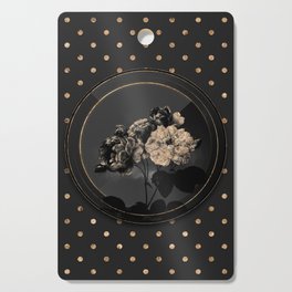 Shadowy Black Pink Damask Rose Botanical Art with Gold Art Deco Cutting Board
