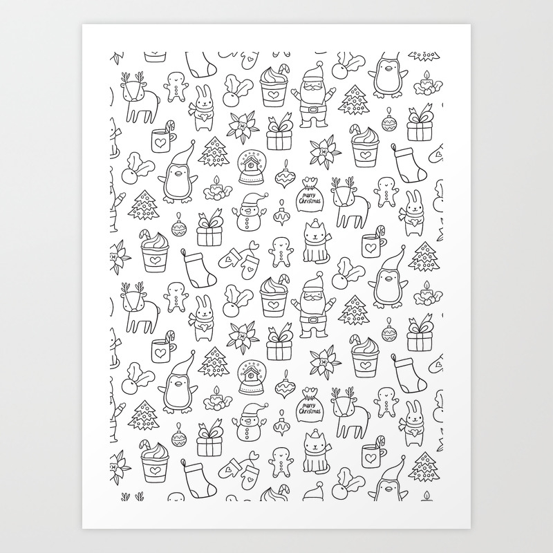 Merry Christmas Doodles Art Print By Annaalexeeva Society6