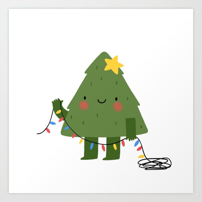 Cute Christmas tree Art Print by webmuza | Society6