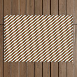 [ Thumbnail: Light Cyan and Brown Colored Striped Pattern Outdoor Rug ]