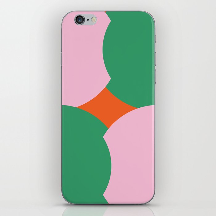 Mid-Century Modern Semi-Circles in Pink and Green iPhone Skin