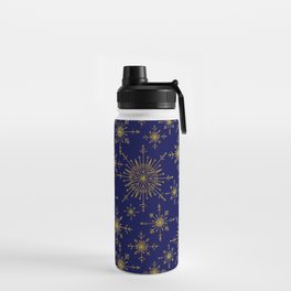 Winter Wonderland Snowflakes in Navy  Water Bottle