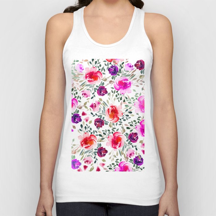 Trendy summer bright pink coral watercolor floral Tank Top