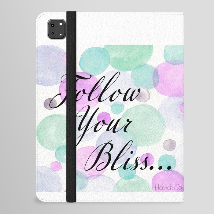 Follow Your Bliss purple and green Bubbles iPad Folio Case